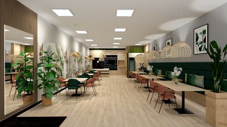 Jadalnia w stylu boho, nowoczesnym i skandynawskim z zielonymi dodatkami.