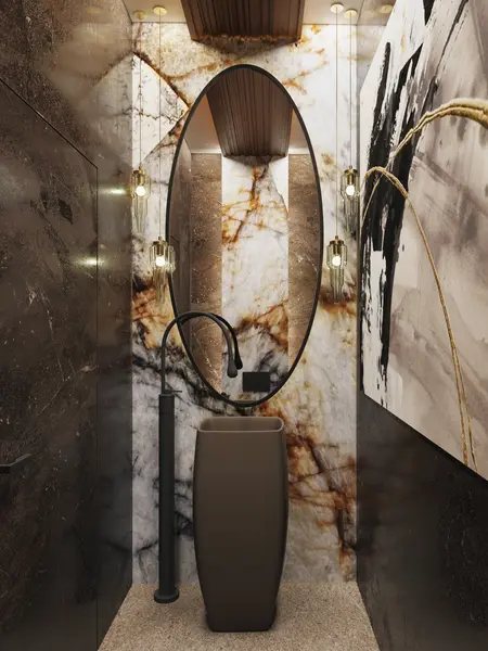 Nowoczesna łazienka z minimalistycznym designem, w stylu quiet luxury.
