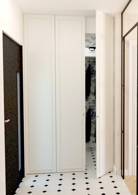 Garderoba w stylu art deco, minimalistycznym i tradycyjnym z białymi szafami.