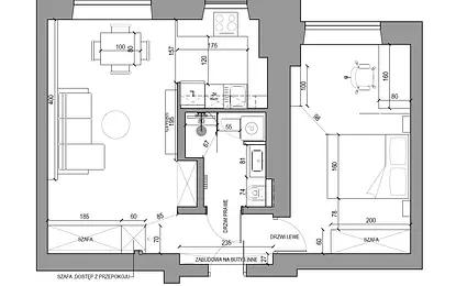 Wnętrze salonu w stylu dopamine decor, eklektycznym, japandi i nowoczesnym z beżowymi elementami.