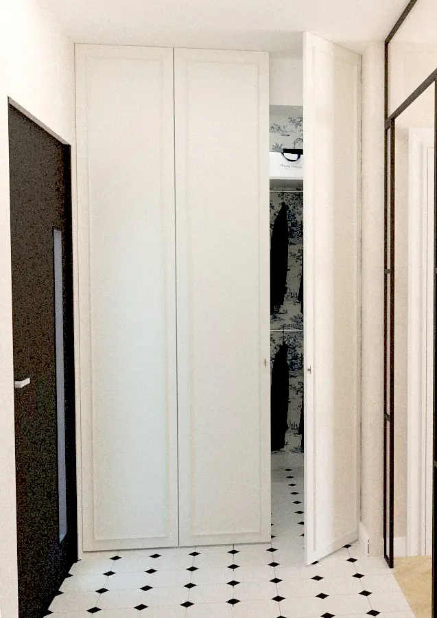 Garderoba w stylu art deco, minimalistycznym i tradycyjnym z białymi szafami.