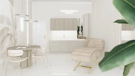 Wnętrze minimalistyczne z jasnymi meblami i nowoczesnymi detalami, styl minimaluxe.