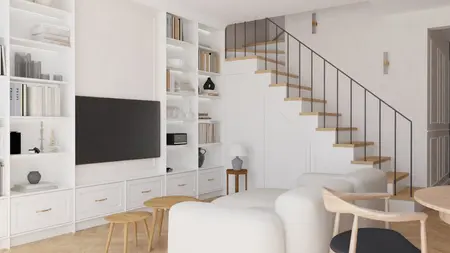 Wnętrze salonu w stylu art deco, minimalistycznym i tradycyjnym z białymi meblami.