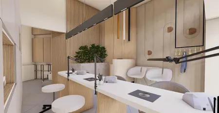 Minimalistyczne wnętrze z boho i japandi, z drewnem i roślinami.