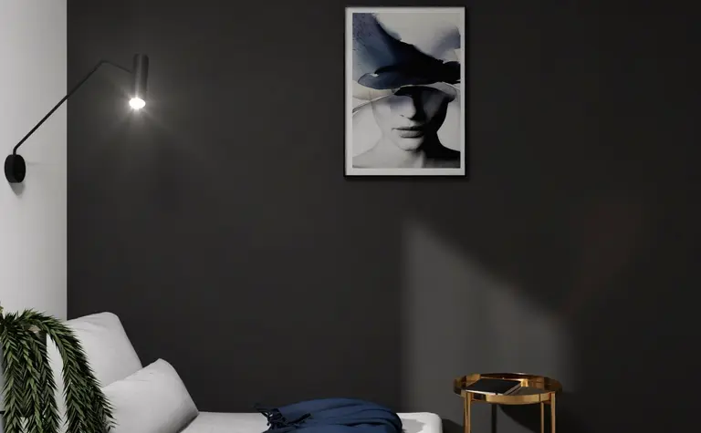 Wnętrze salonu w stylu glamour, industrialnym, minimalistycznym i nowoczesnym z szarością i bielą.