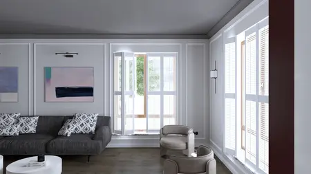Wnętrze salonu w stylu quiet luxury z tradycyjnymi akcentami.