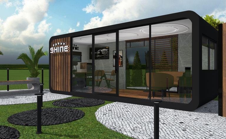 Wnętrze nowoczesnego biura z elementami dopamine decor i industrialnym stylem.