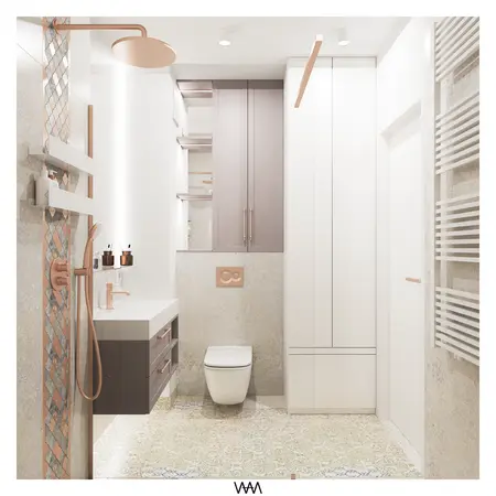 Nowoczesna łazienka w stylu minimalistycznym z elementami glamour, quiet luxury i minimaluxe.