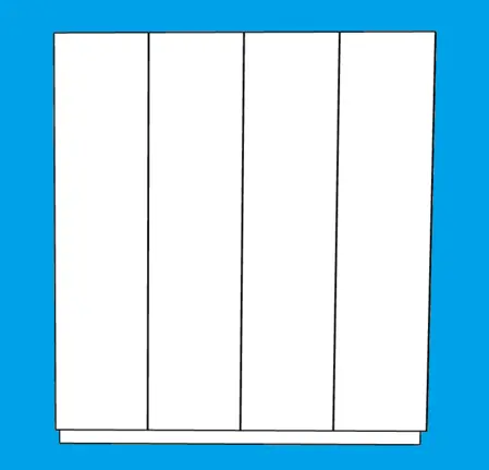 Nowoczesne wnętrze z białymi szafkami na tle niebieskim, minimalistyczny styl.