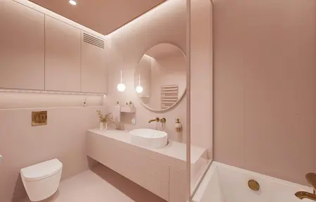 Nowoczesna łazienka w stylu japandi z minimalistycznymi detalami