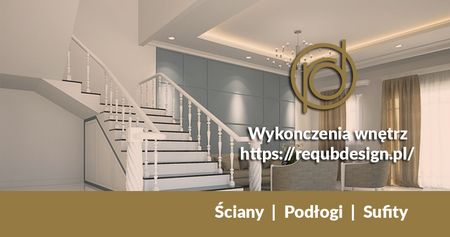 Wnętrze z jasnymi ścianami, drewnianymi schodami i nowoczesnym oświetleniem.