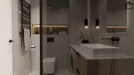 Nowoczesna łazienka z industrialnymi i minimalistycznymi detalami