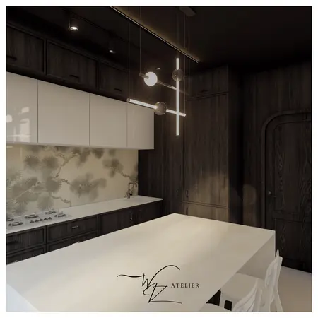 Wnętrze kuchni w stylach industrialnym, japandi, minimalistycznym, nowoczesnym i quiet luxury.