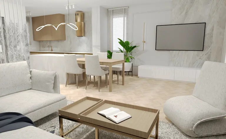 Wnętrze salonu z nowoczesnym wystrojem, quiet luxury, skandynawskim akcentem i soft minimalizmem.