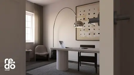 Wnętrze gabinetu w stylu minimalistycznym, skandynawskim i nowoczesnym.