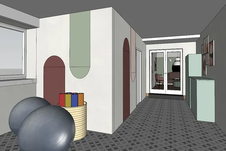 Przedpokój w stylu dopamine decor z eklektycznymi detalami, nowoczesne wykończenia.