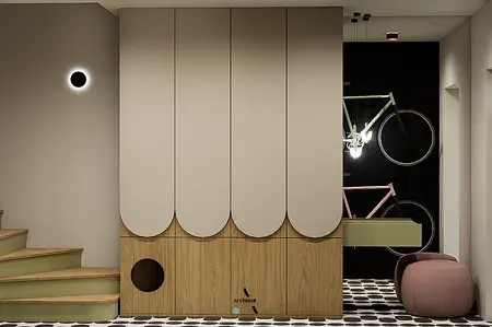 Nowoczesny przedpokój z elementami art deco, vintage i eklektycznymi