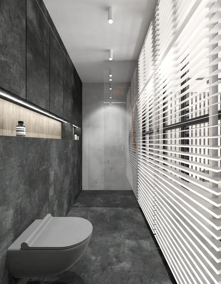 Nowoczesna łazienka w stylu industrialnym z minimalistycznym designem