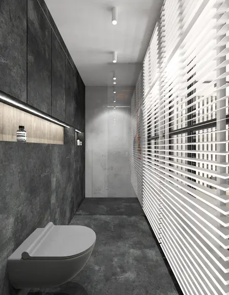 Nowoczesna łazienka w stylu industrialnym z minimalistycznym designem
